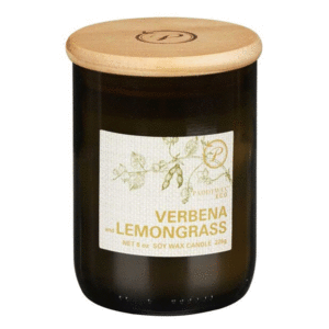 VERBENA Y LEMONGRASS VELA DE SOJA DE VIDRIO RECICLADO VERDE